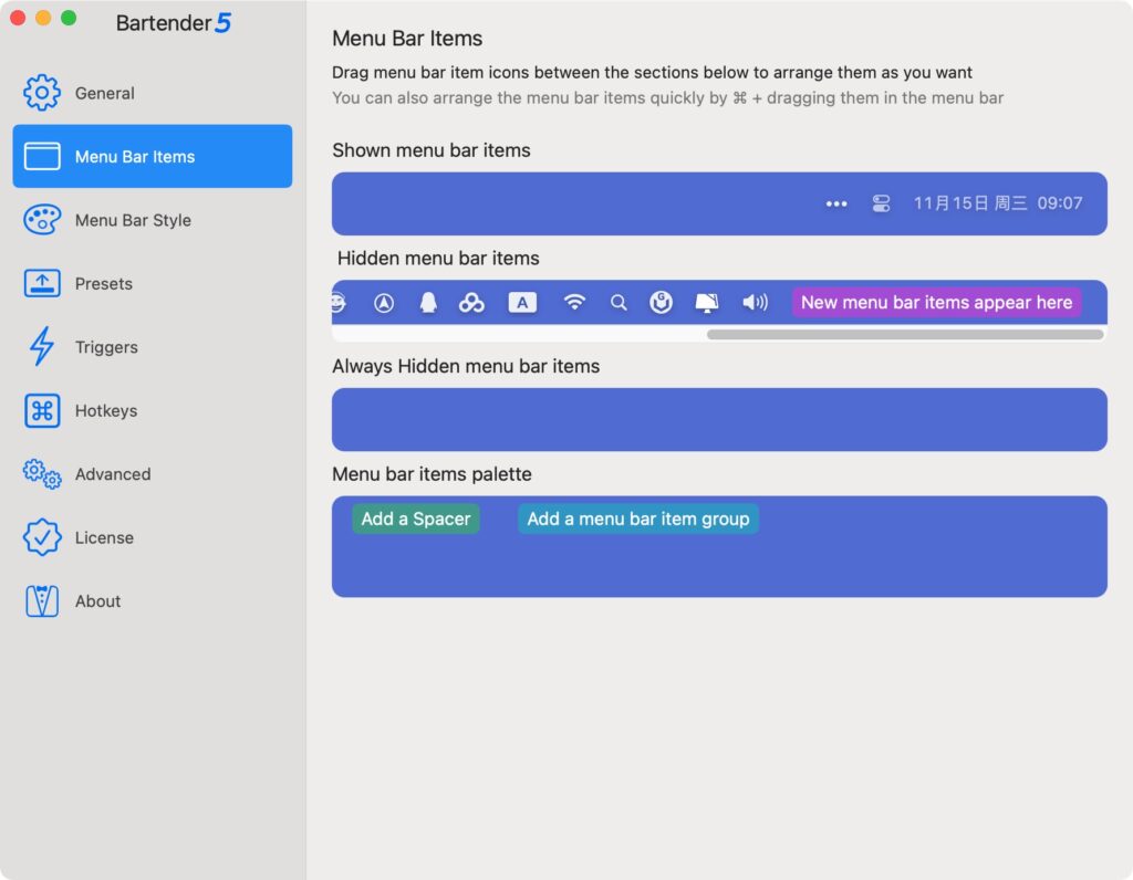 图片[2]-Bartender 5 v5.0.44 英文破解版 管理菜单栏图标-Mac软件免费下载-Mac良选