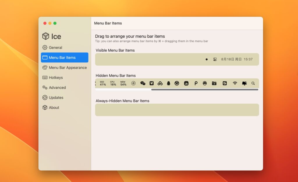 图片[1]-Ice for mac v0.10.5 英文版 菜单栏管理器 隐藏和显示菜单栏项-Mac软件免费下载-Mac良选