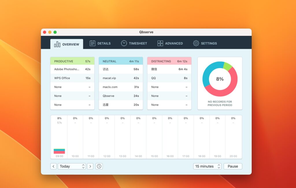图片[1]-Qbserve for Mac v1.9.0（8030）激活版 Mac私人时间跟踪器-Mac软件免费下载-Mac良选