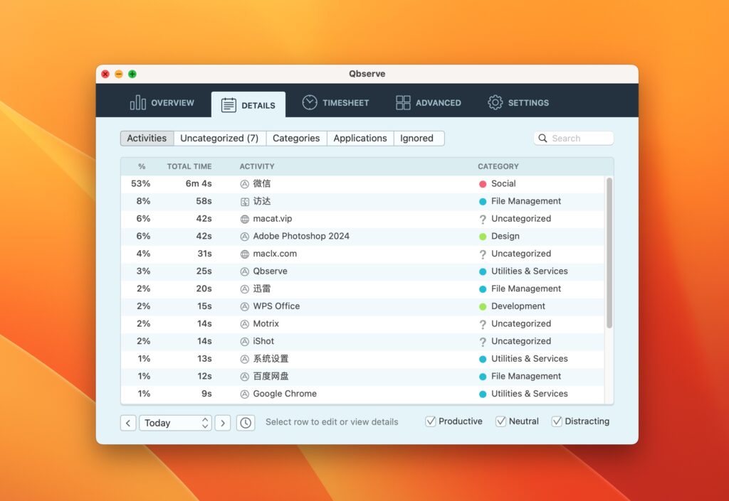 图片[2]-Qbserve for Mac v1.9.0（8030）激活版 Mac私人时间跟踪器-Mac软件免费下载-Mac良选